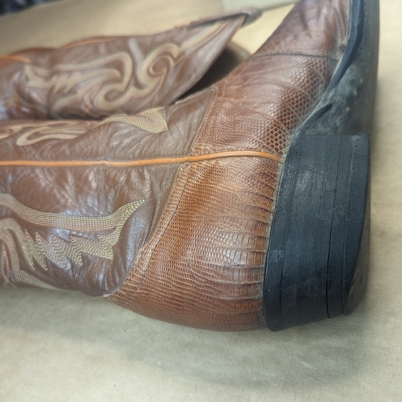 Tony Lama boots men's size 9.5EE. Exotic Genuine Brown Teju Lizard leather class - Picture 10 of 12